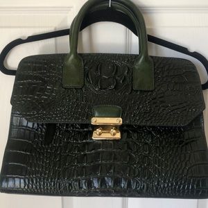 Pijushi dark green crocodile satchel bag